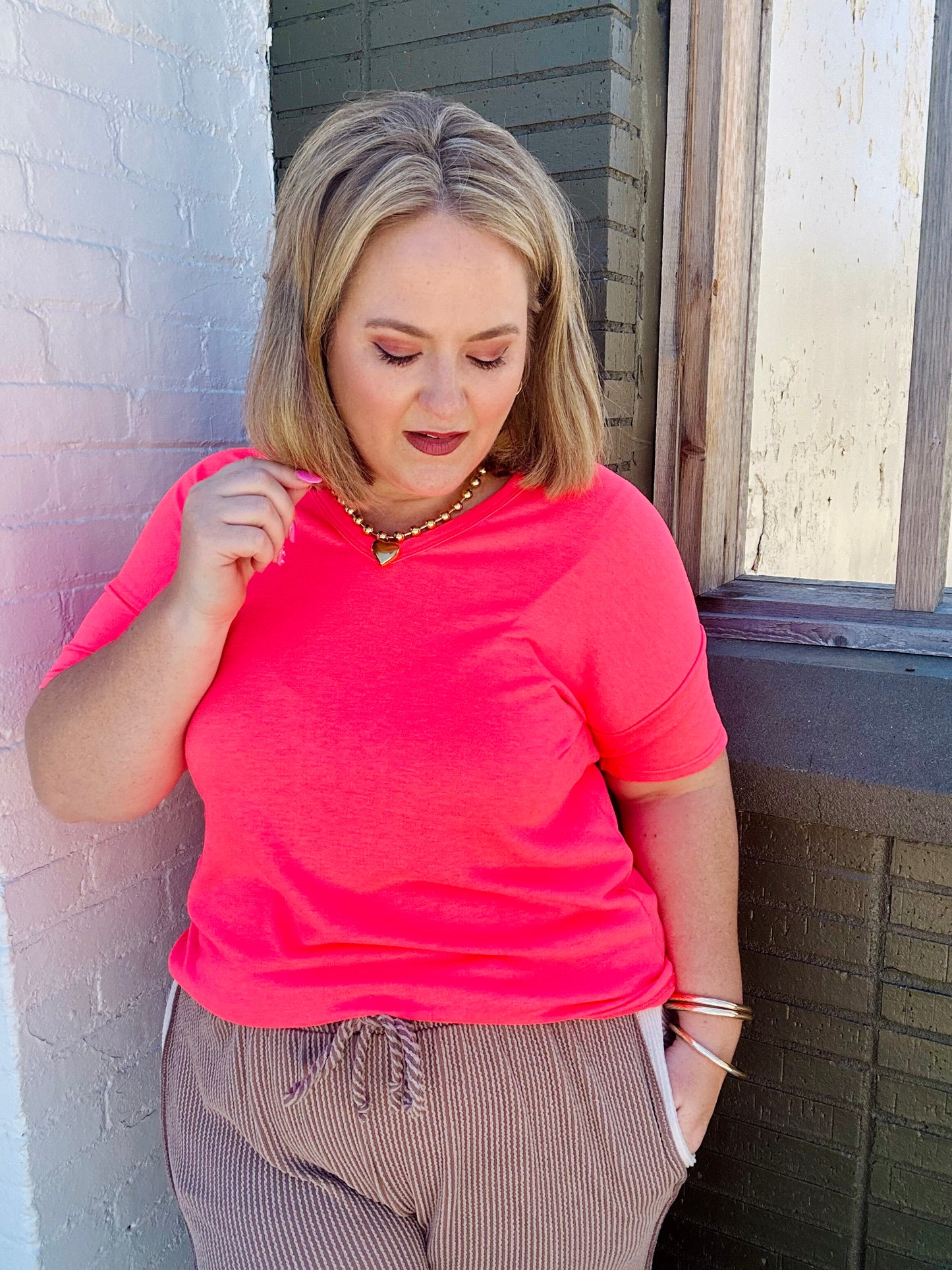 Ashlyn Solid V Neck Top