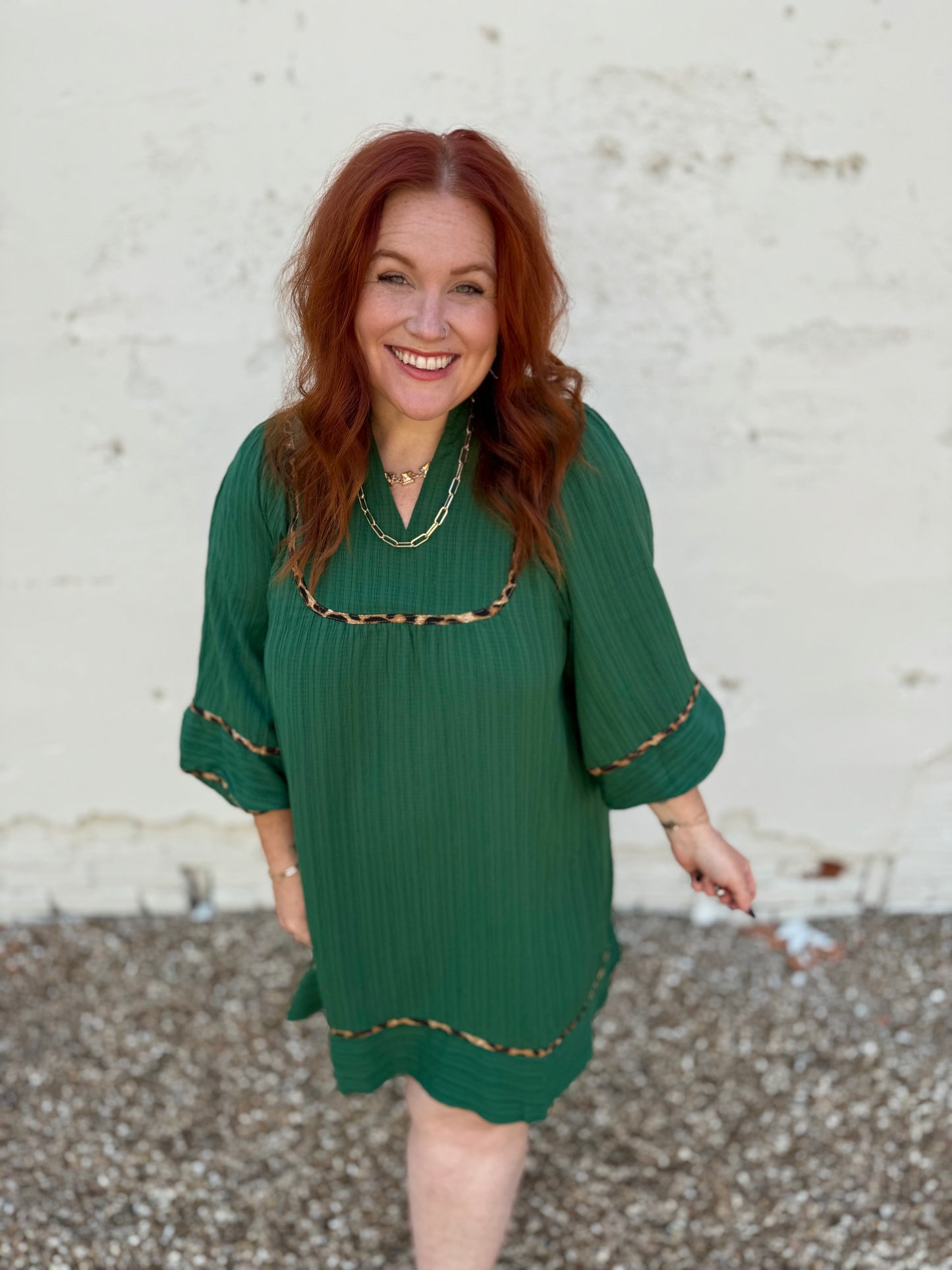 V-Neck Mandarin Collared Dress
