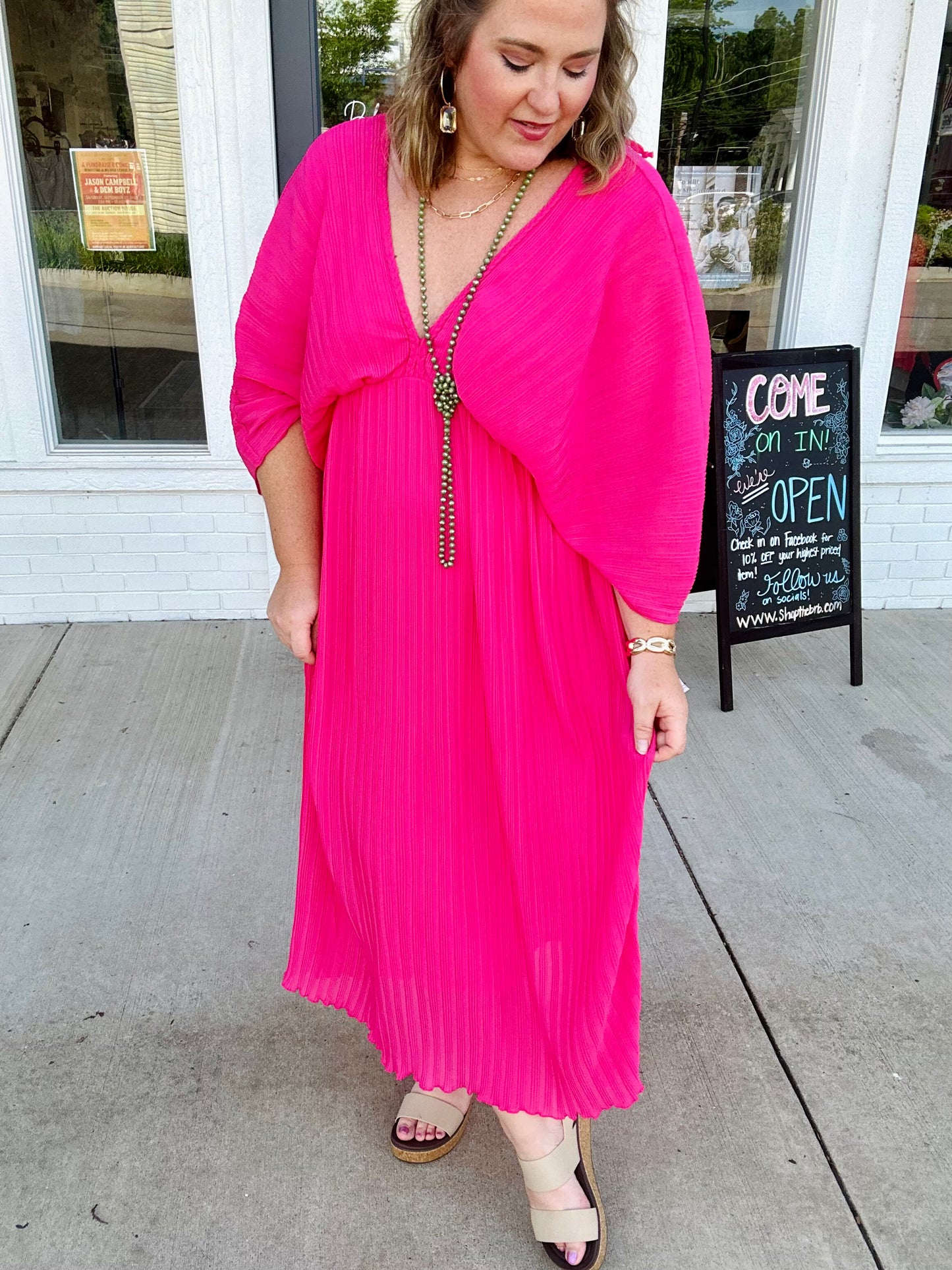 Ashlynn Pink Pleated Dress