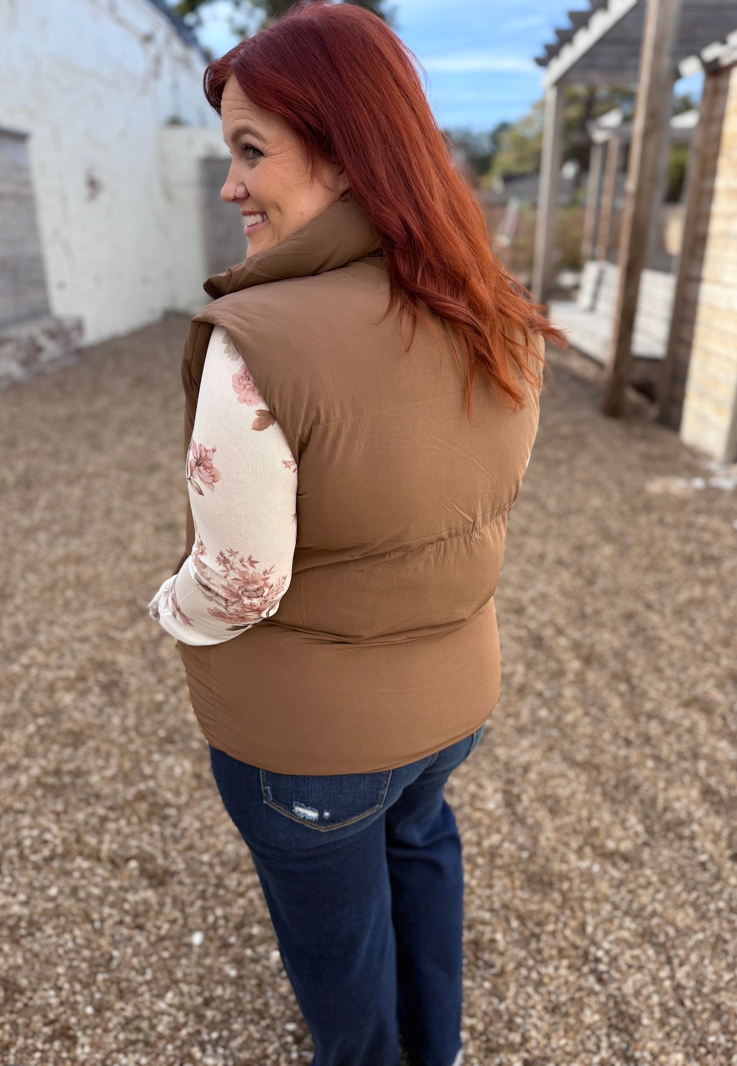 GraceLynn Puffer Vest in Brown