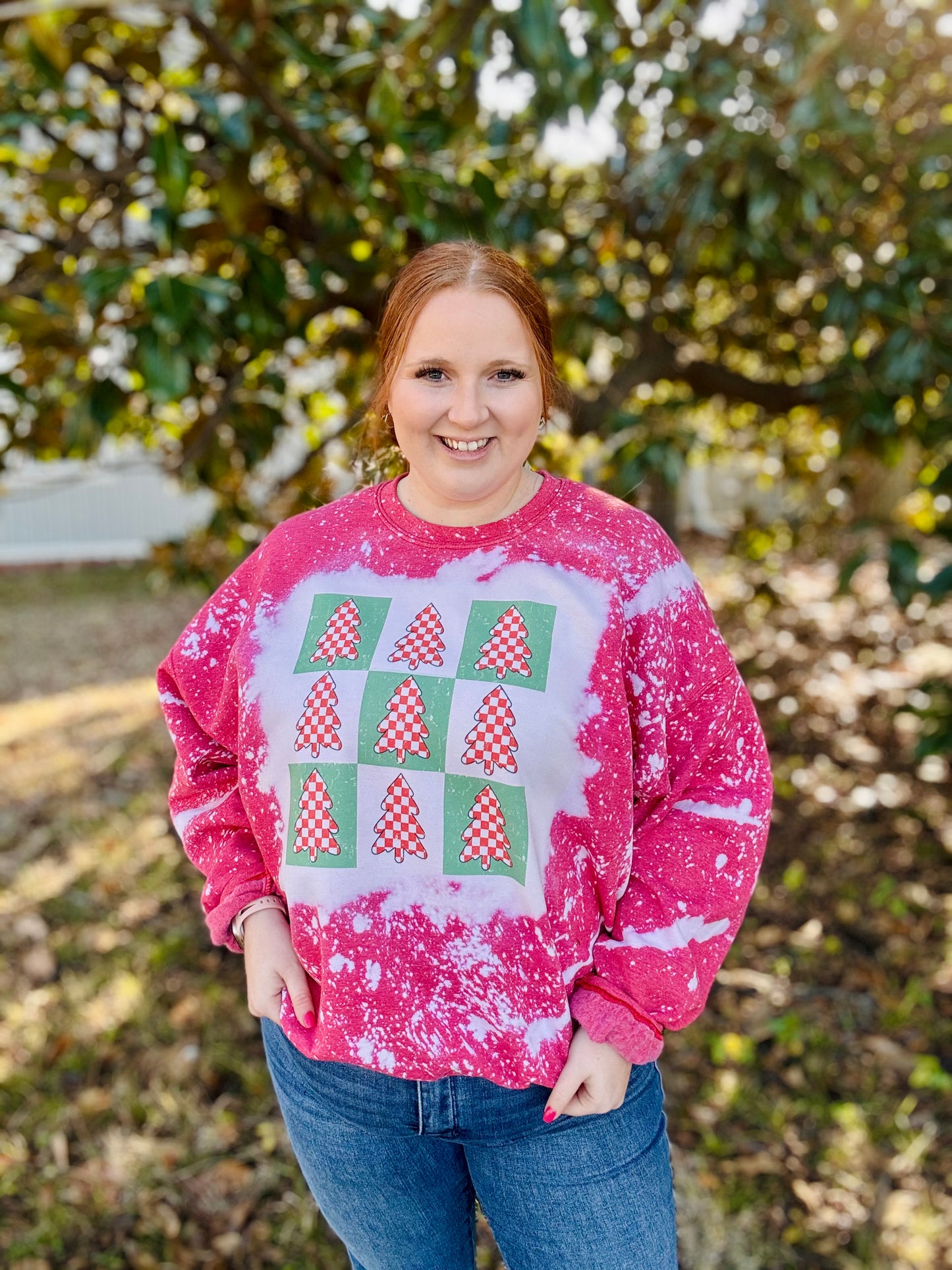 Bleached Checkered Tree Sweatshirt