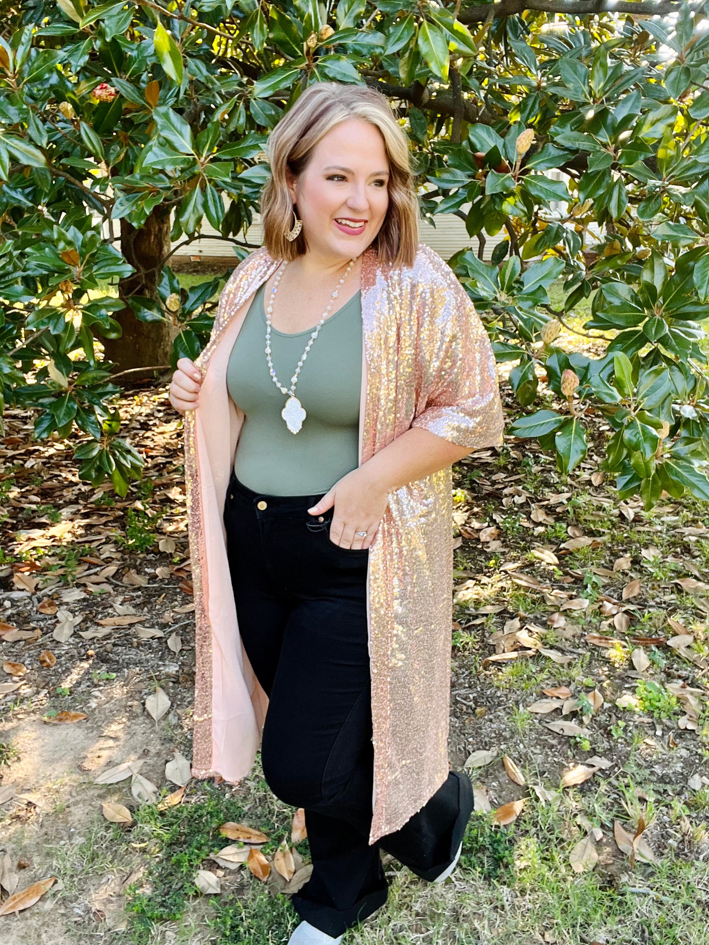 Rose Gold Sequin Duster