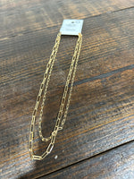 Layered Paperclip Chain Link Necklace