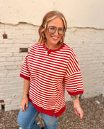 Sarah Oversized Striped Top in Red