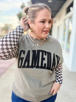 Game Day Embroidered Top in Gray