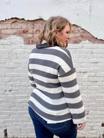 Alexa Grey Striped Top
