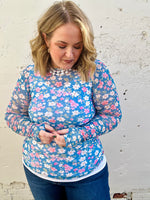 Bloom & Blue Mesh Top