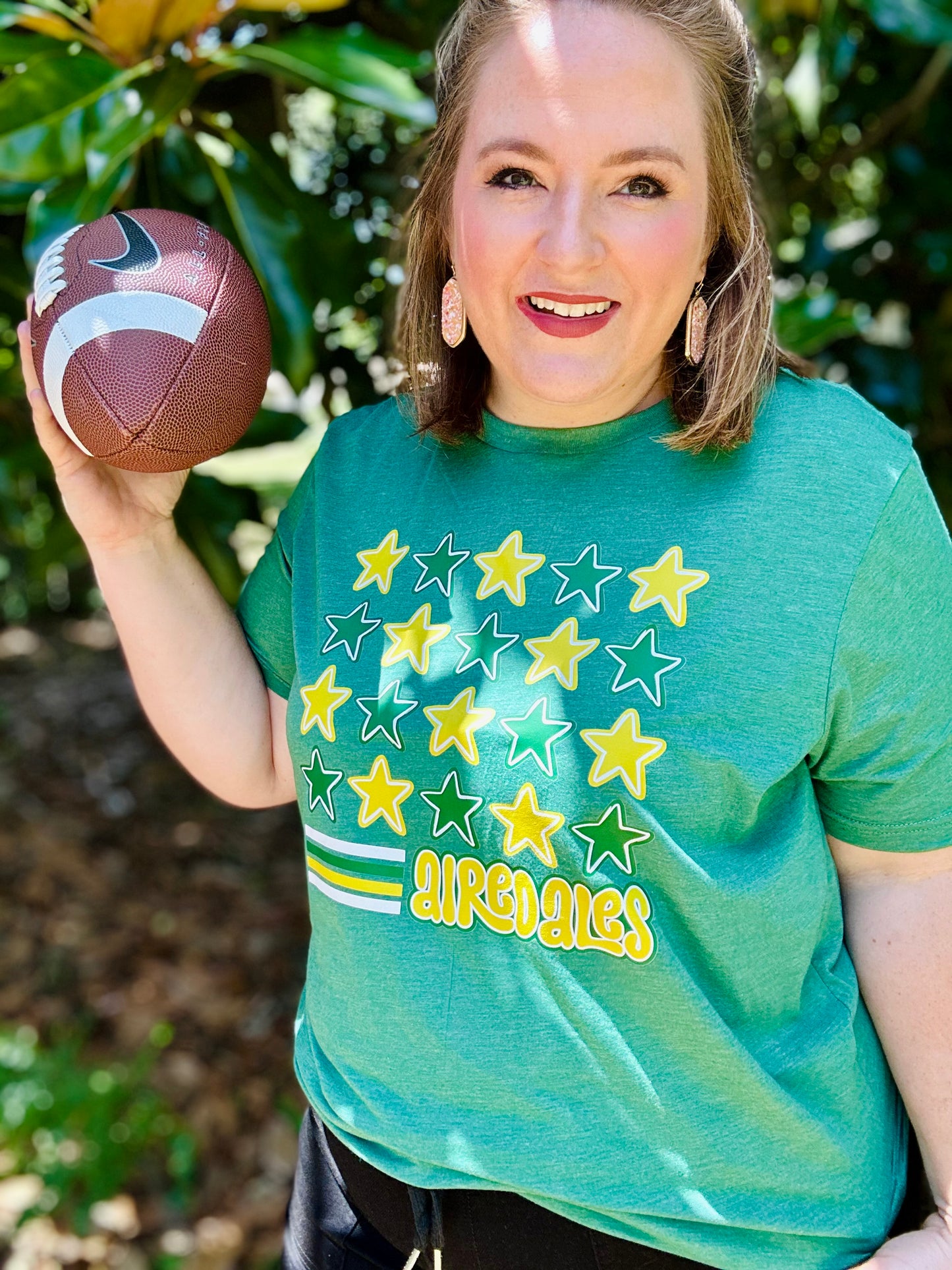 School Spirit Stars Tee On Green