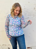 Bloom & Blue Mesh Top