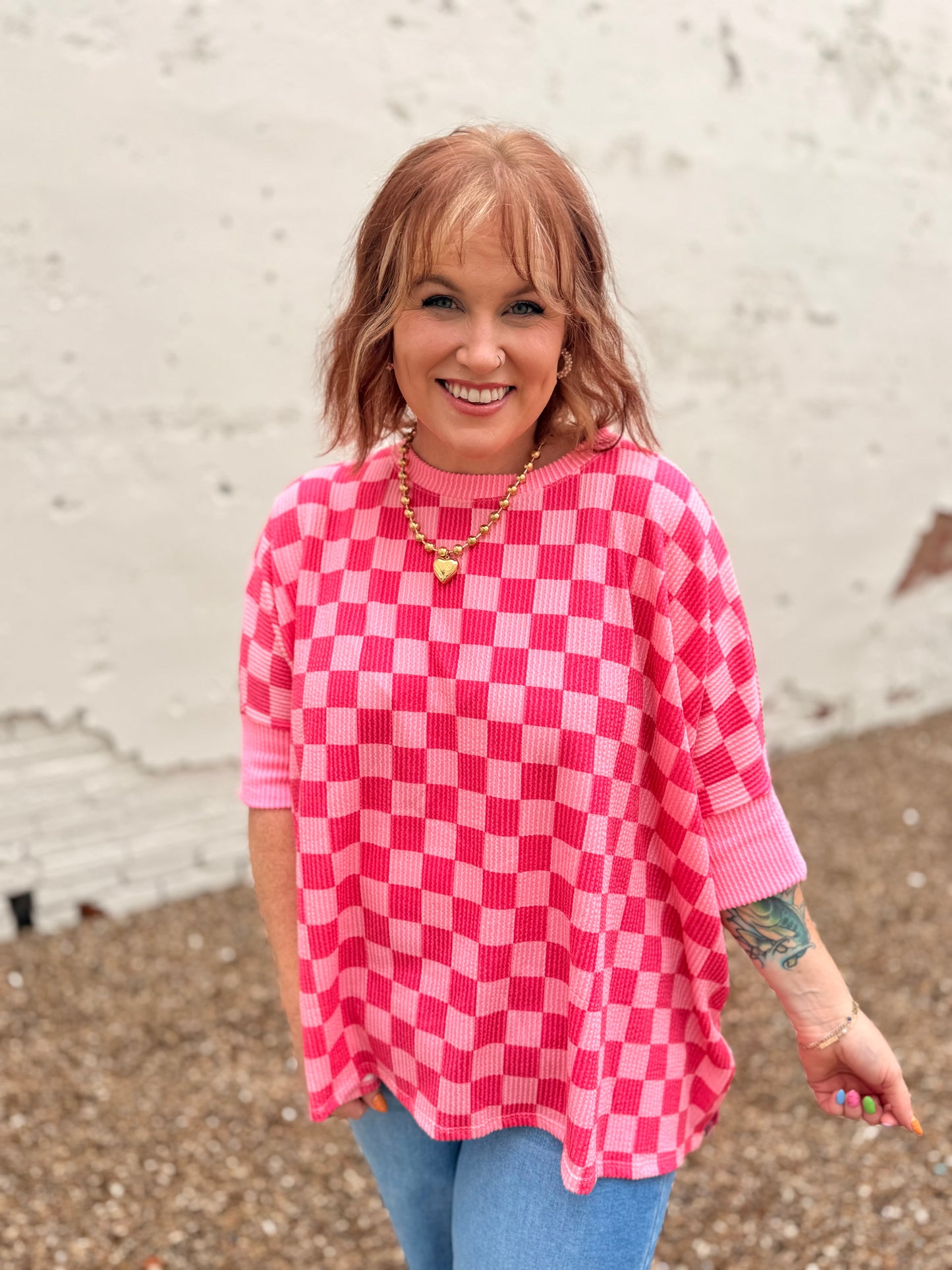 Lila Oversized Check Top
