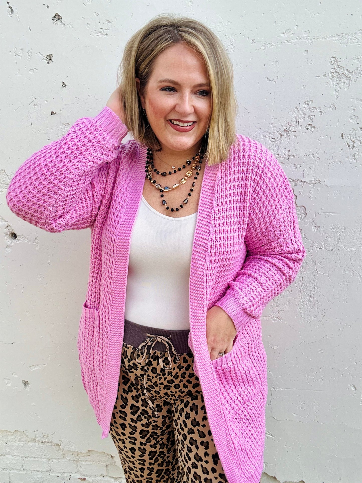 Chunky Waffle Knit Cardigan