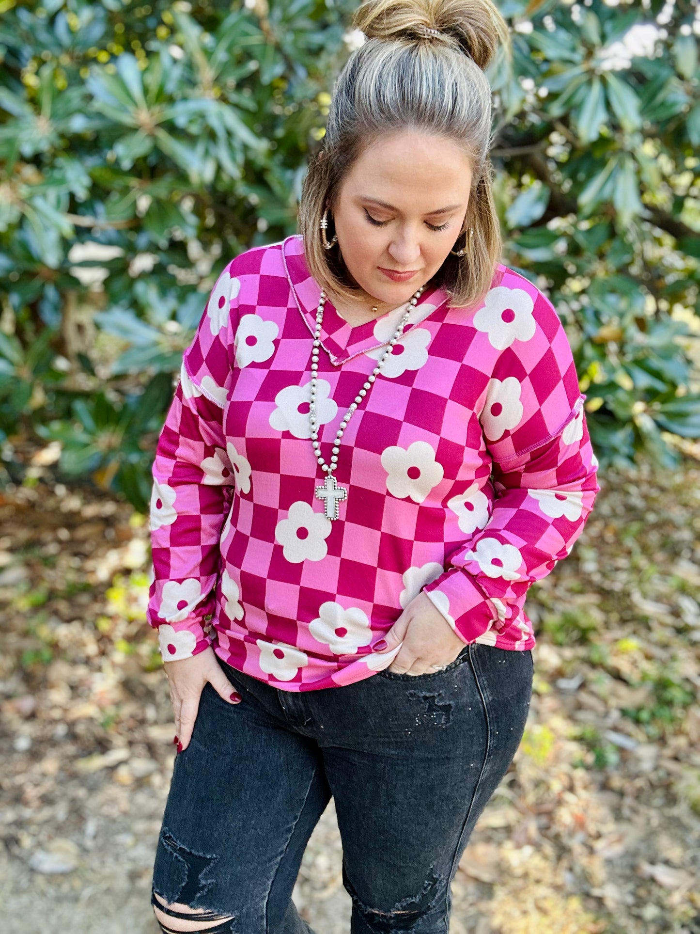 Ferrah Floral Checkered Top