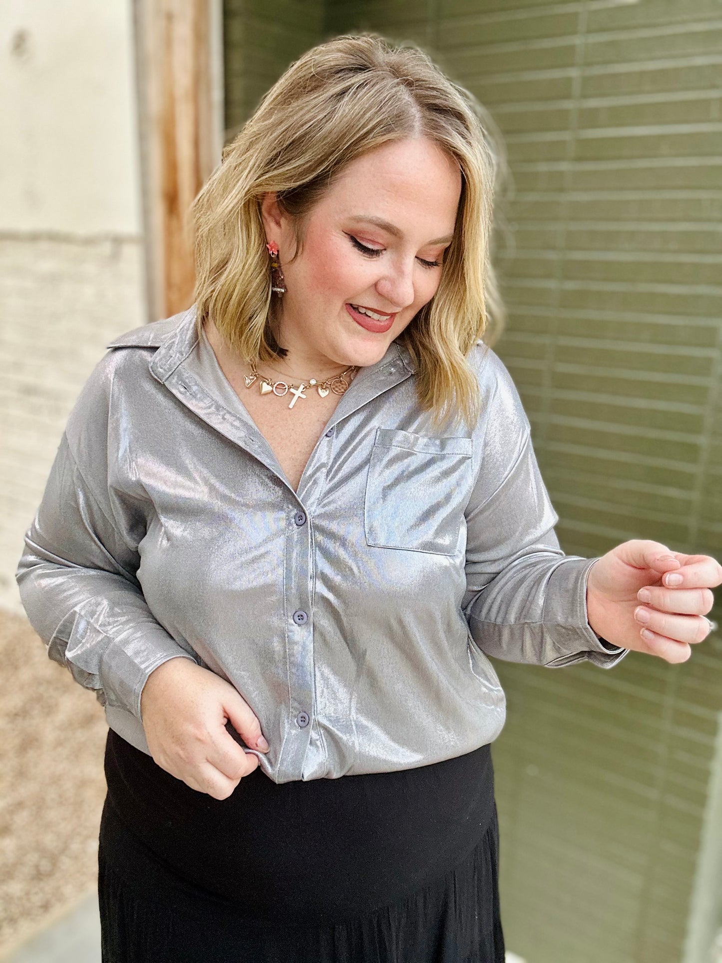 Life of the Party Shimmer Top in Silver