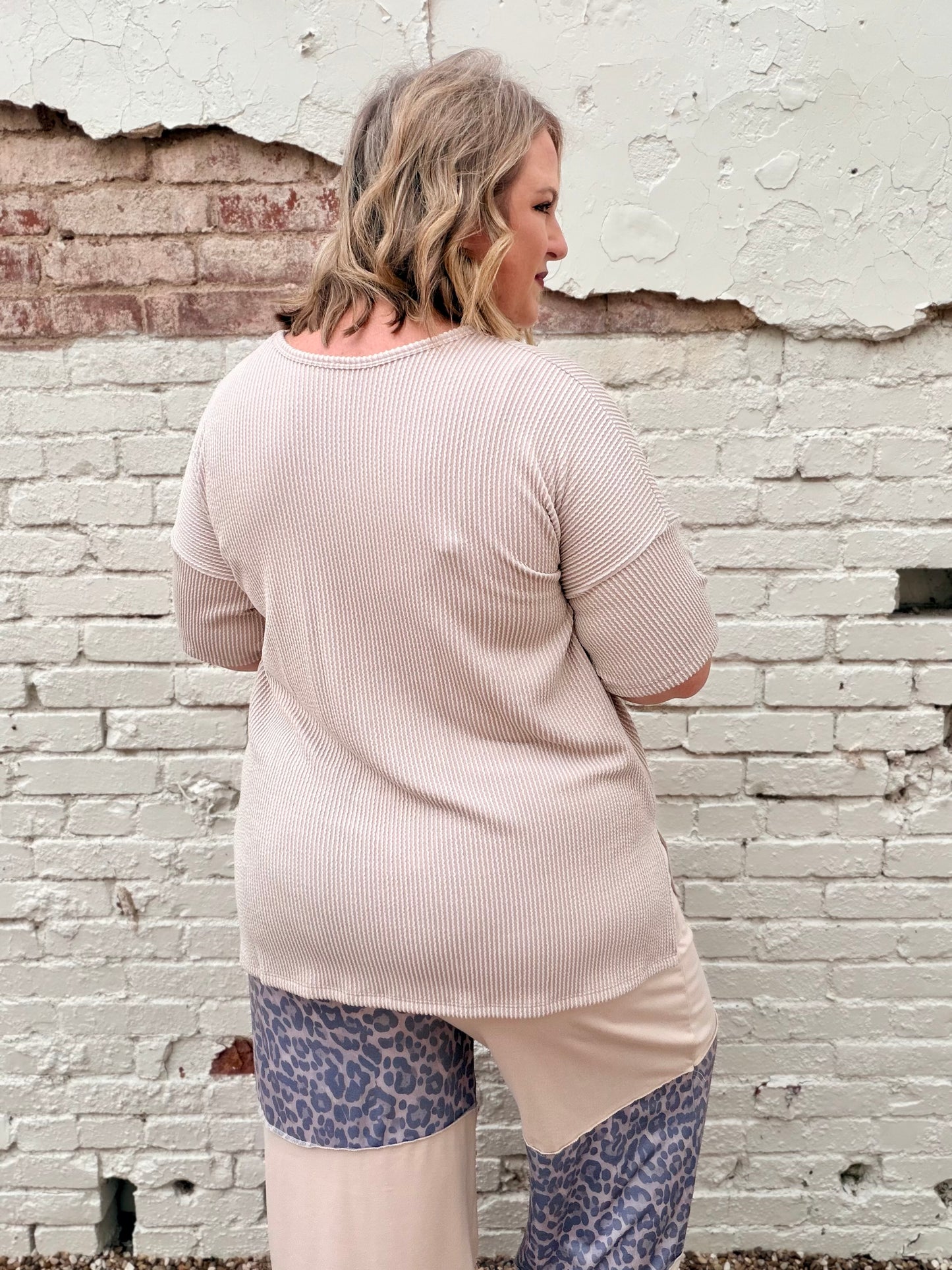 Sabra Ribbed Top in Sand