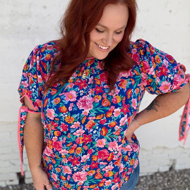 Kandi Pink Mix Floral Top