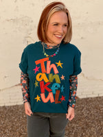 Thankful Multi Tee on Deep Green