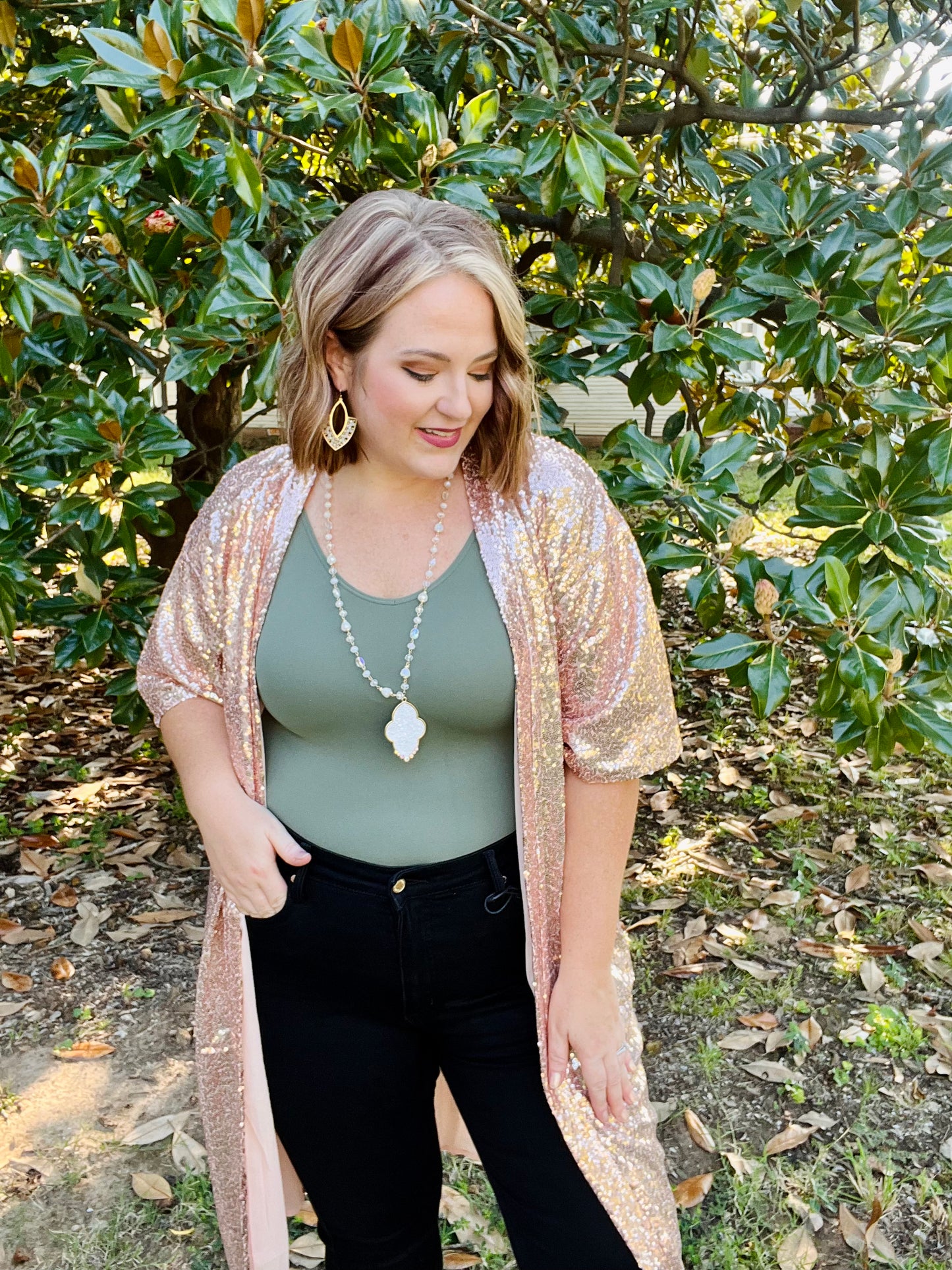Rose Gold Sequin Duster