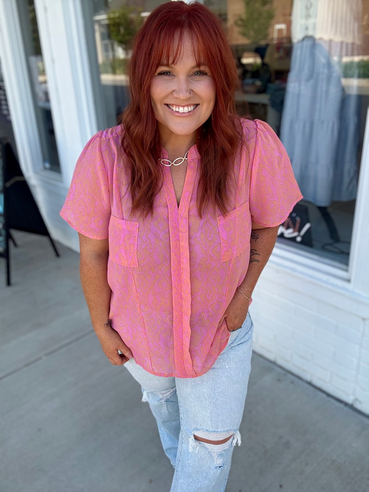 Paige Pink Pocketed Top
