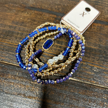 Set of Five Beaded Stretch Bracelet