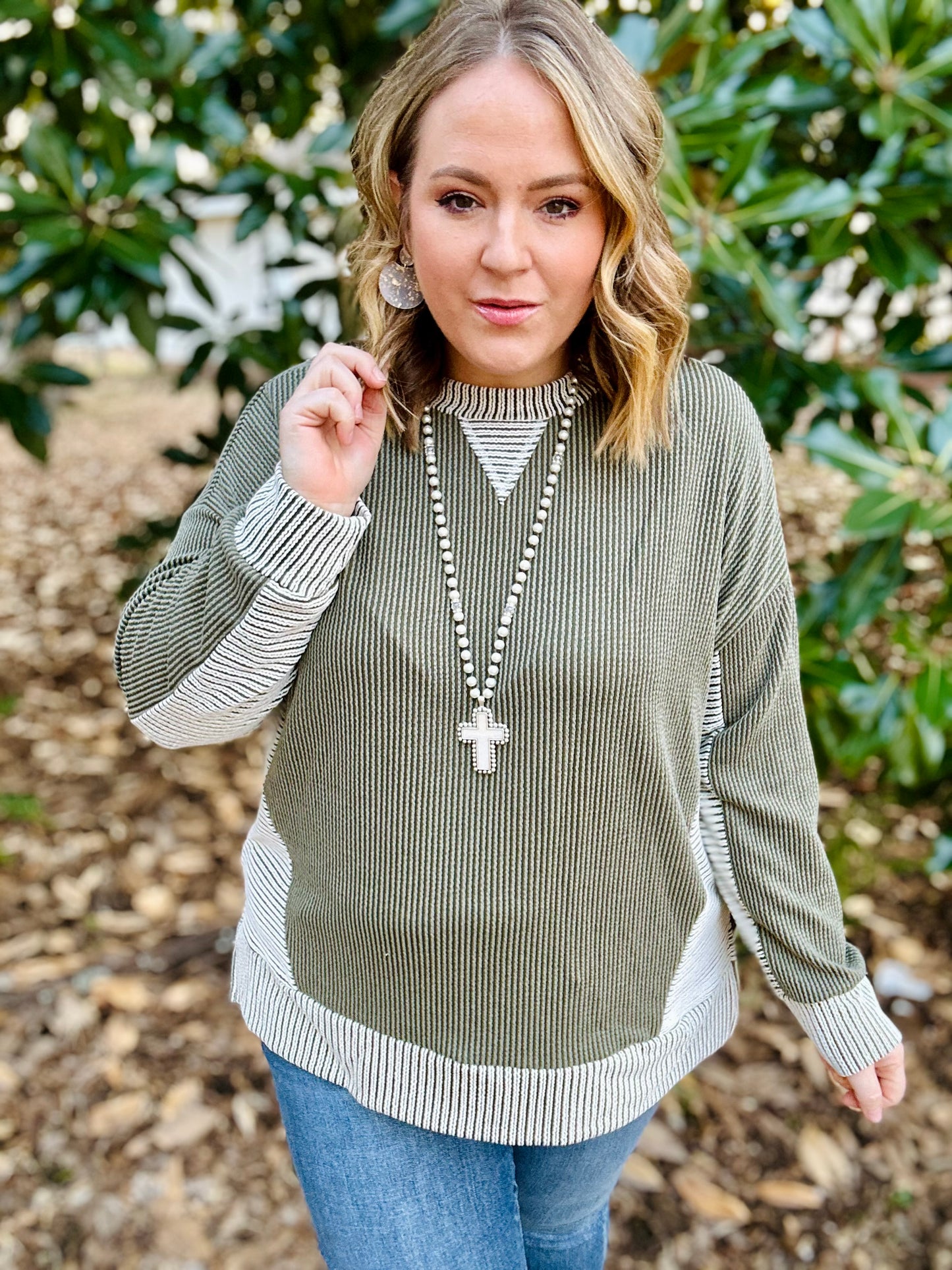 Jessie Olive Ribbed Top