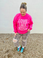 Love Like Jesus Faux Glitter Sweatshirt