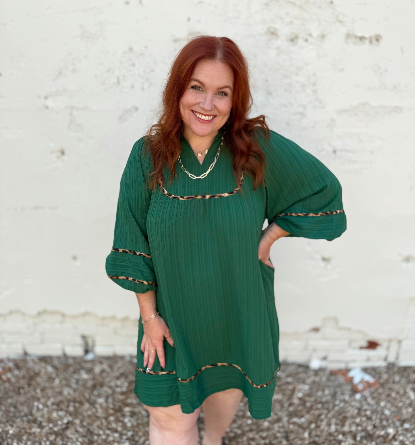 V-Neck Mandarin Collared Dress
