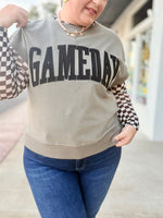 Game Day Embroidered Top in Gray