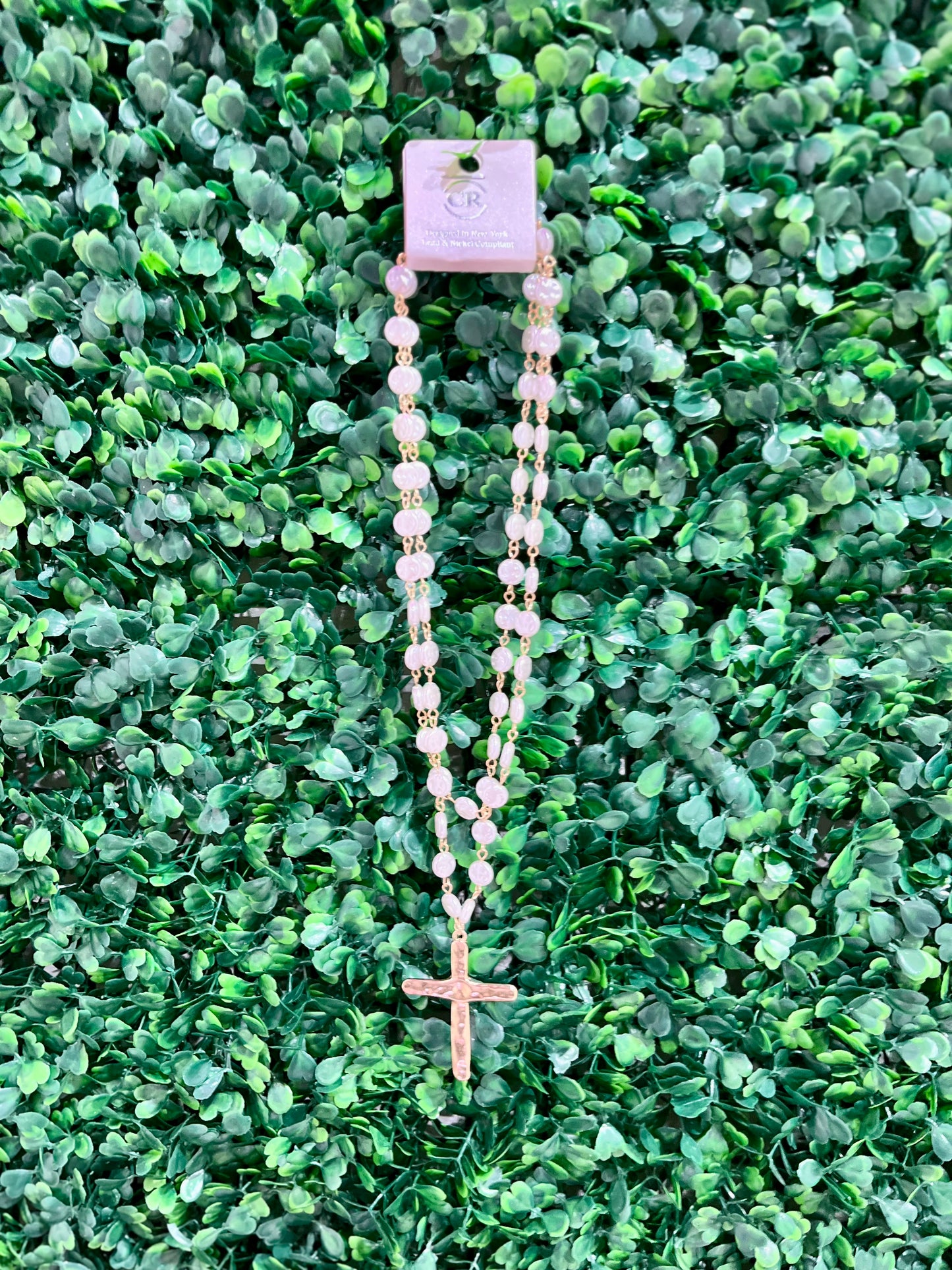 Layered Pearl Cross Necklace