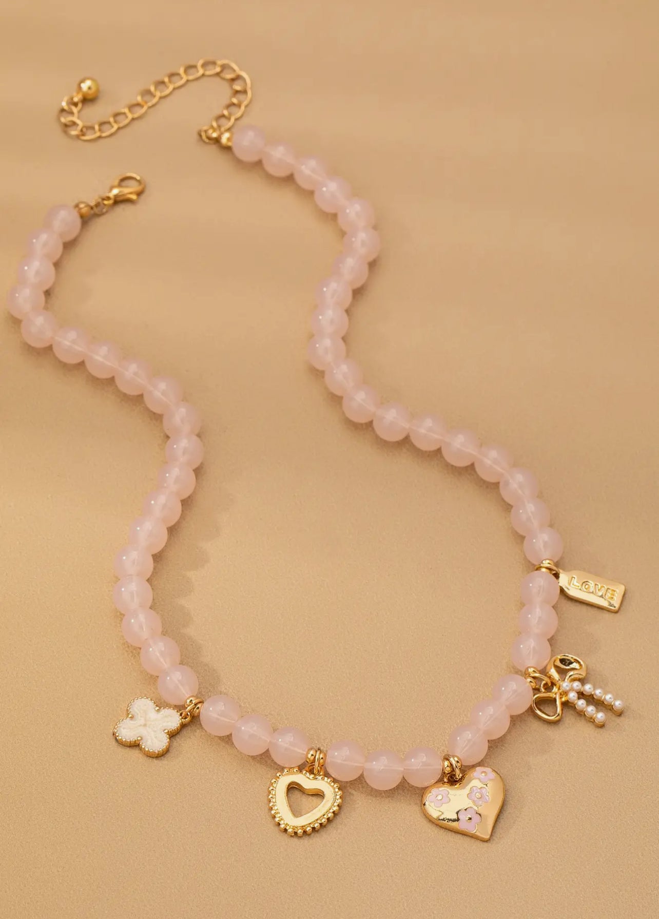 Pastel Beaded Charm Necklace