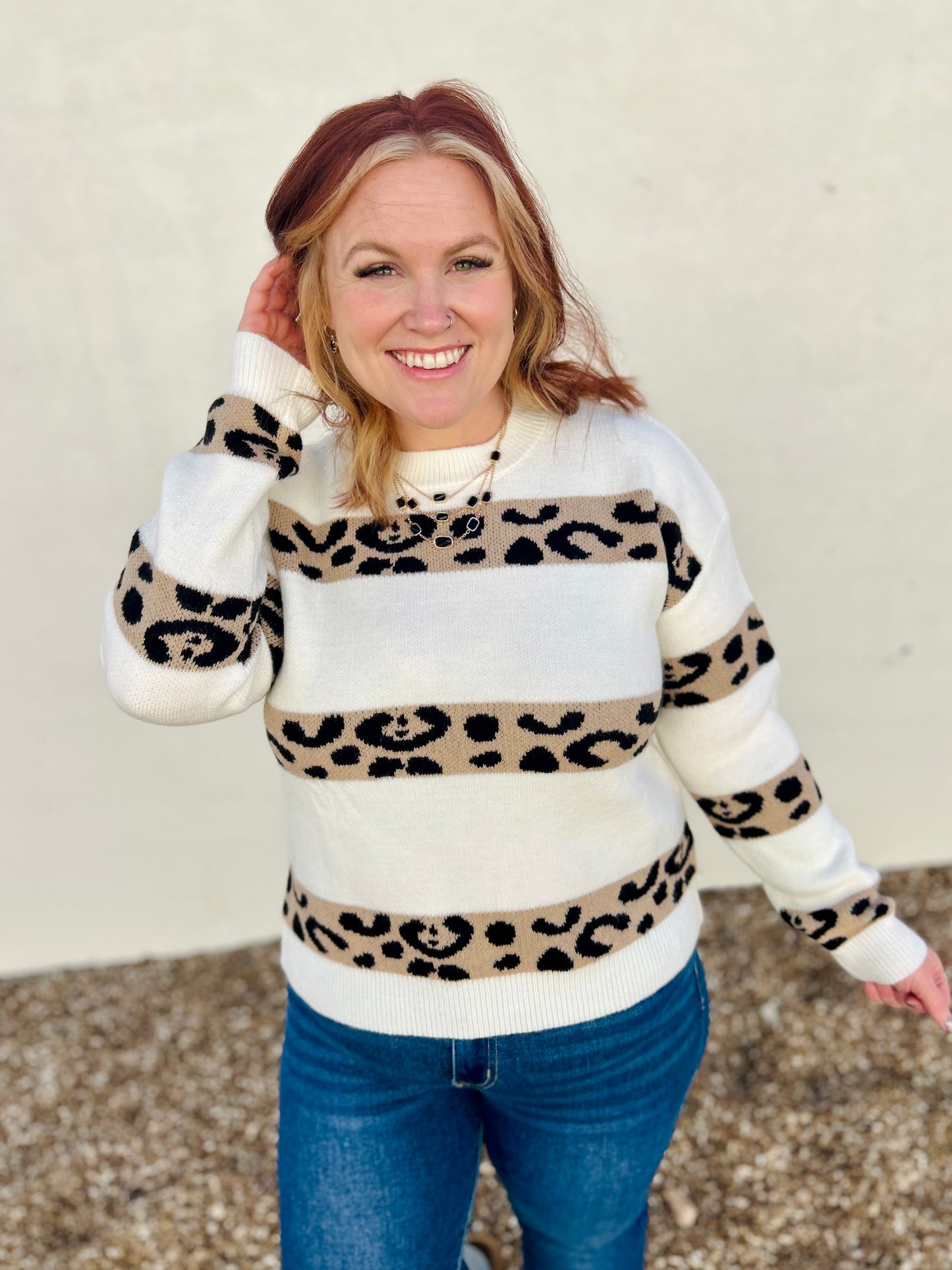 Lena Leopard Stripe Sweater