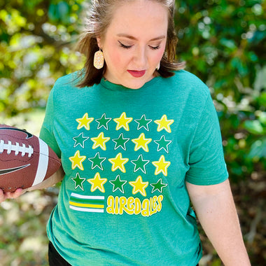 School Spirit Stars Tee On Green