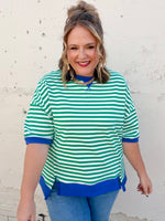 Sarah Oversized Striped Top in Green