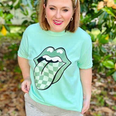 Loud Mouth Checkered on Sage Comfort Color