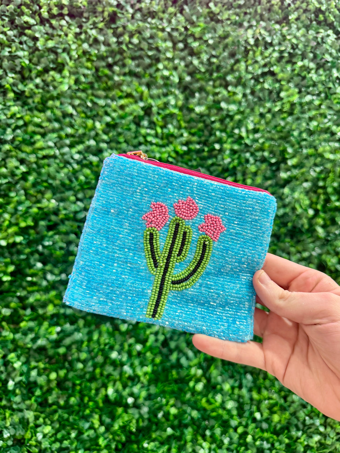 Mini Cactus Beaded Bag