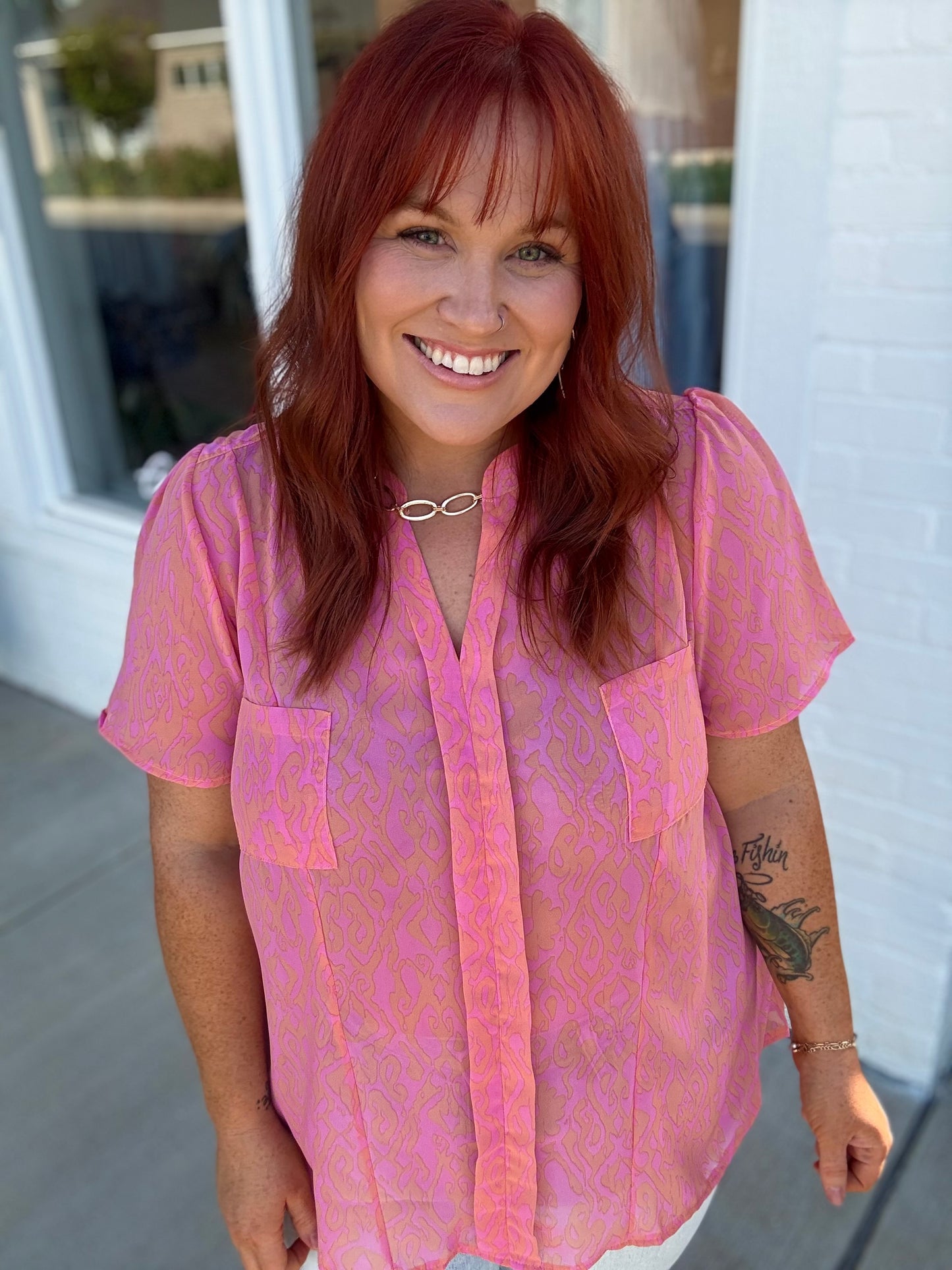 Paige Pink Pocketed Top