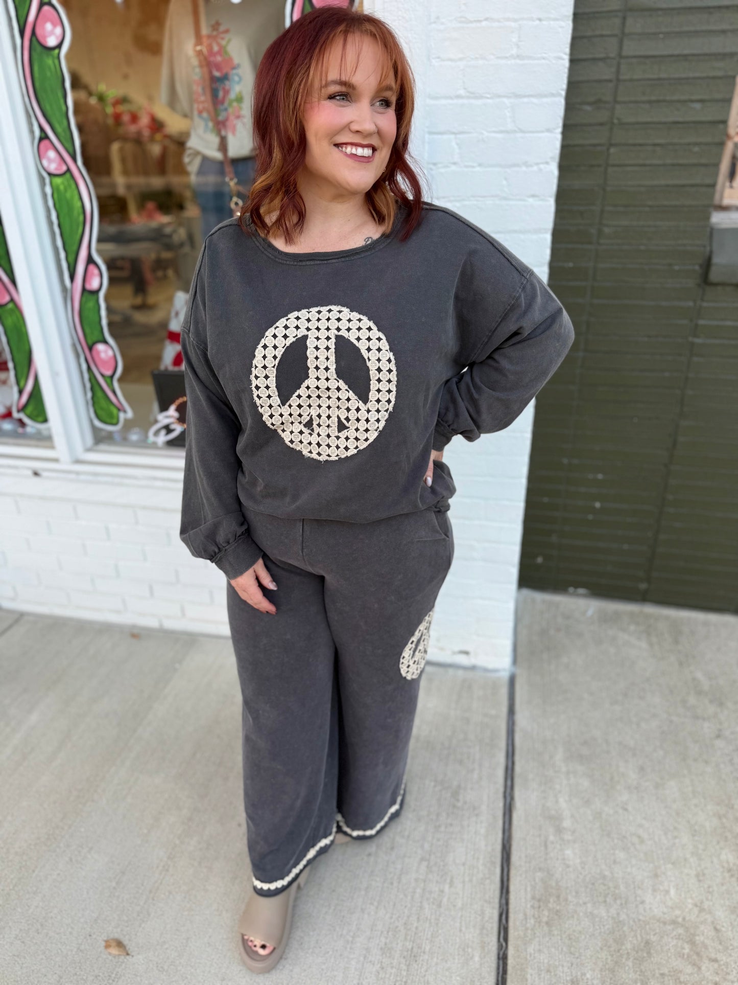 Penny Peace Sign Wide Leg Pants