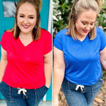 Allie V Neck Cap Sleeve Top (Multiple Colors)