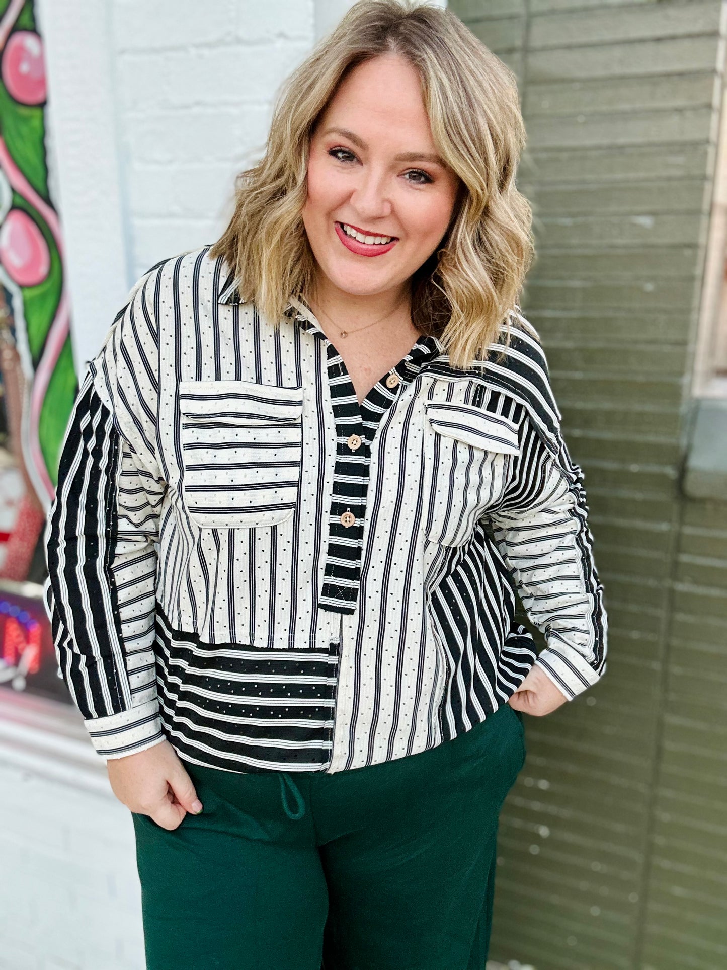 Stacy Striped Collared Top