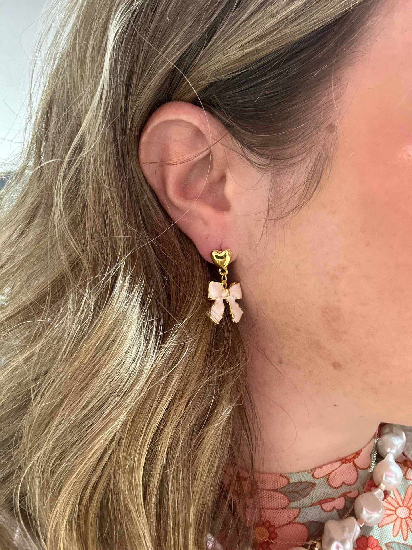 Gold Shimmer Bow Earrings