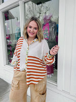 Button-Down Floral Stripe Top