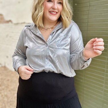 Life of the Party Shimmer Top in Silver