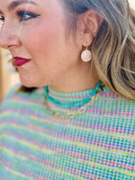 Pearlescent Circle Rhinestone Earrings