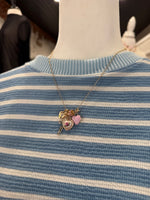 Multi Charm Porcelain Bow Ball Chain Necklace
