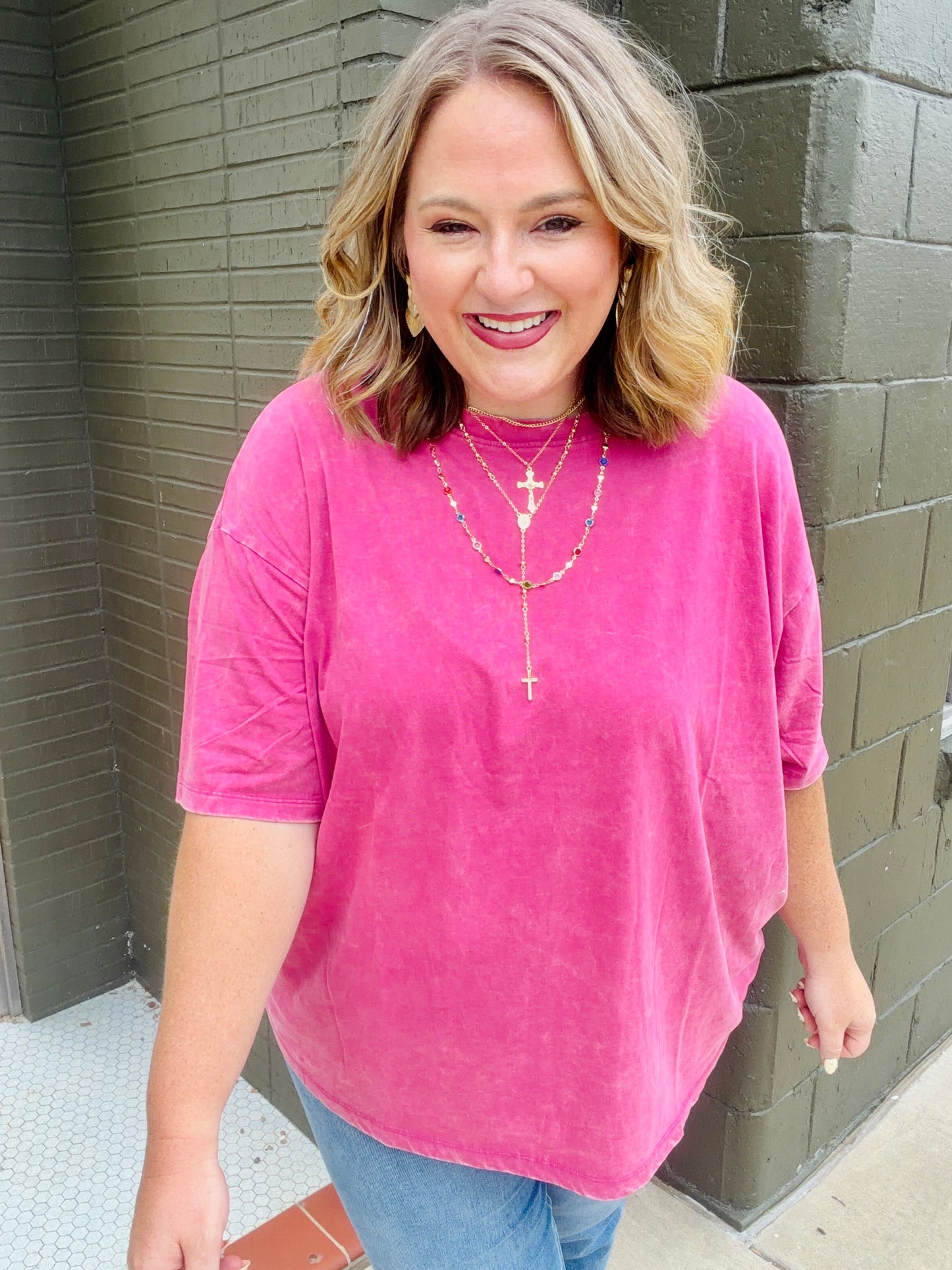 Kara Acid Washed Oversized Boyfriend Tee (Multiple Colors)