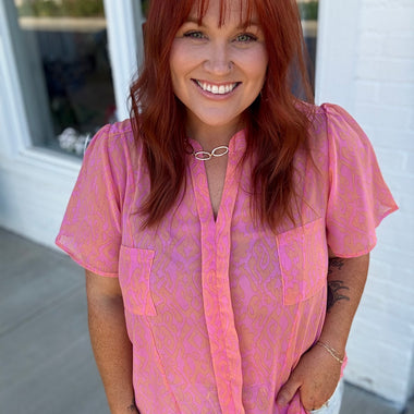 Paige Pink Pocketed Top
