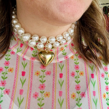 Pearl Layered Heart Necklace