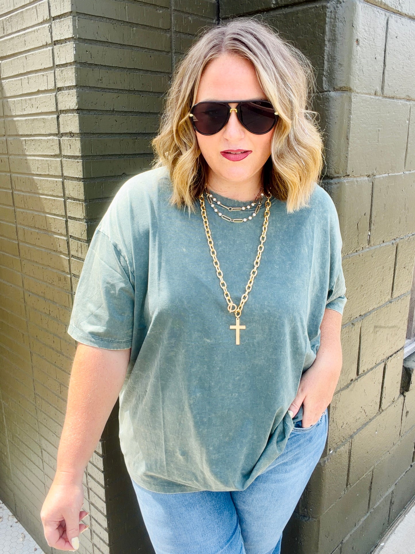 Kara Acid Washed Oversized Boyfriend Tee (Multiple Colors)
