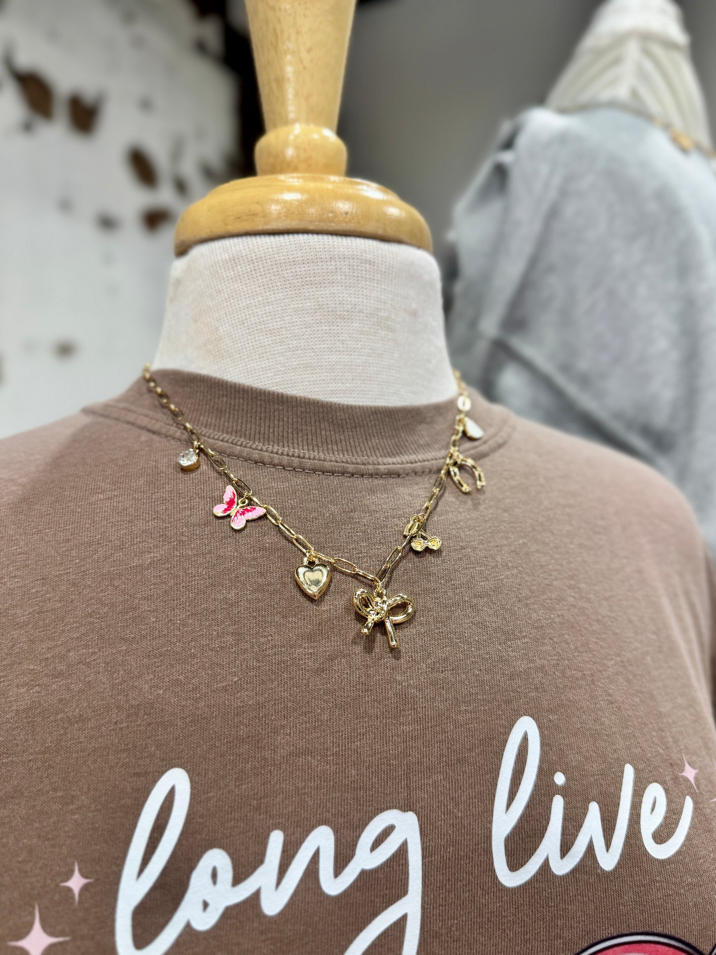 Cherry Chain link Charm Necklace