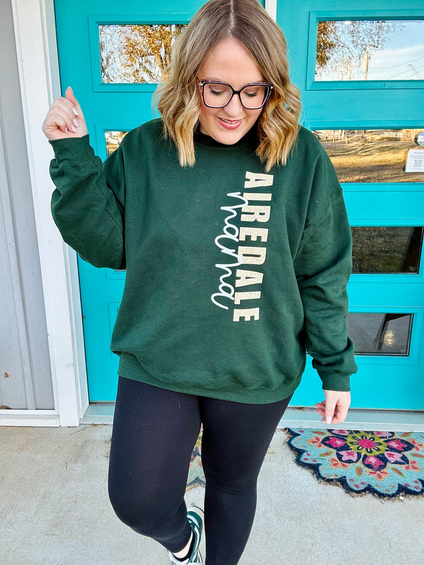 Customizable Faux Glitter School Spirit Sweatshirt (Any school and name!)