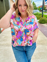 Malia Mixed Print Button Top